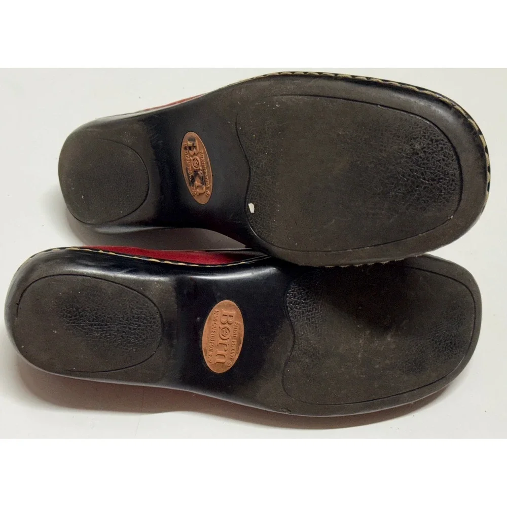 Born Handcrafted Red Brown Leather Tassel Loafers Moc Toe M W0574 F5 Womens 8/39